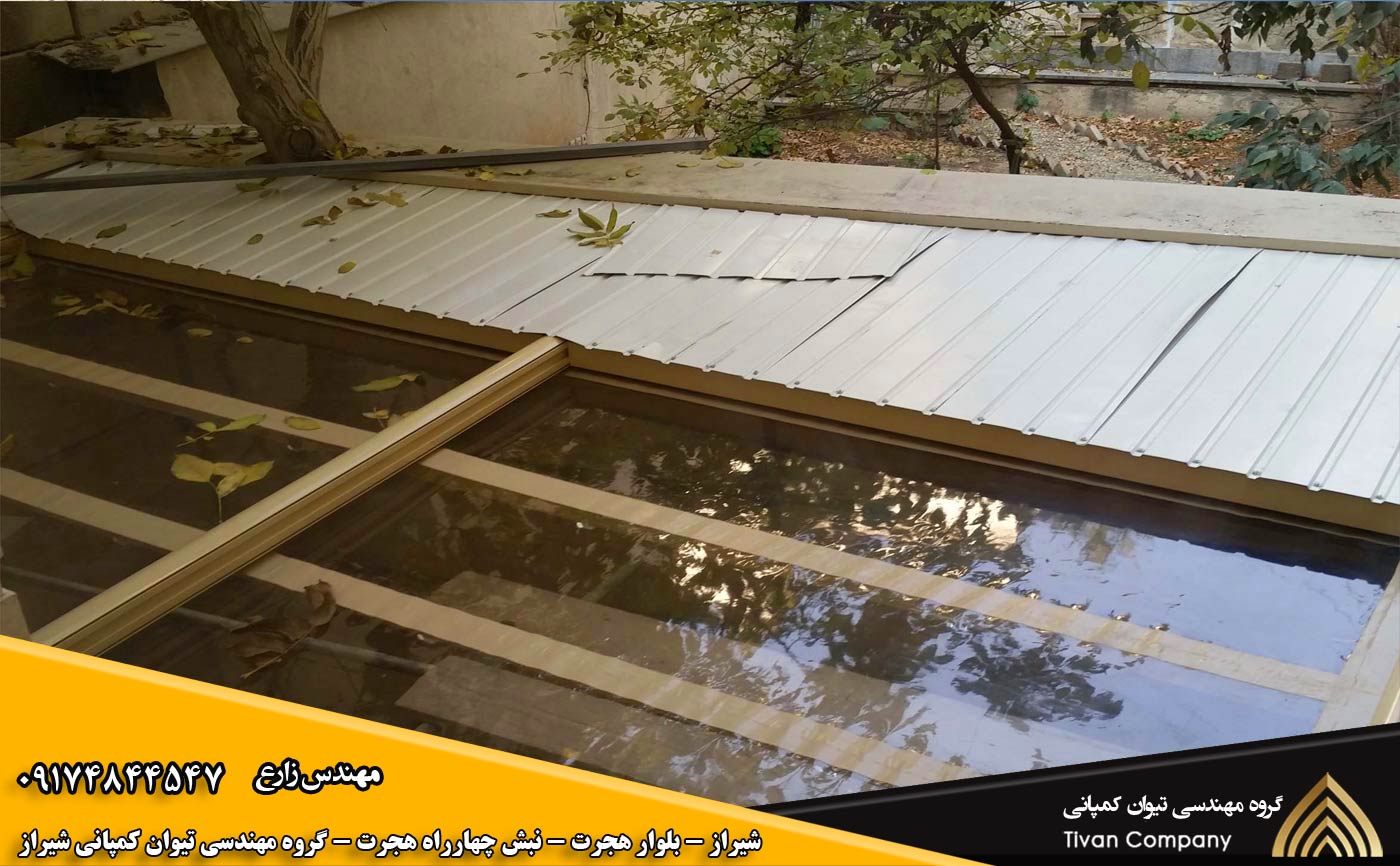 سازه های کششی متحرک | سایبان پارچه ای متحرک برقی در شیراز
